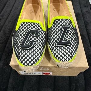 ***Authentic*** Christian Louboutin Neon Yellow and Black Espadrilles
